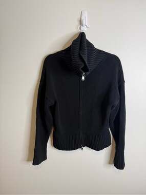 All : Row Black Zip-Up Funnel Neck Women's Cardigan Sweater Anthropologie medium